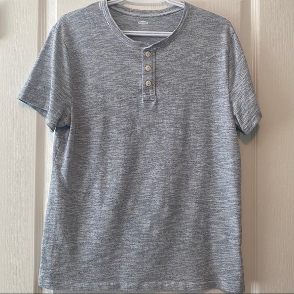 OLD NAVY Men’s Blue Heathered Henley - Picture 1 of 2